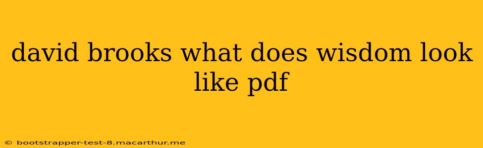 david brooks what does wisdom look like pdf