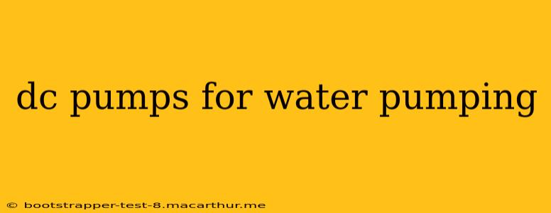 dc pumps for water pumping