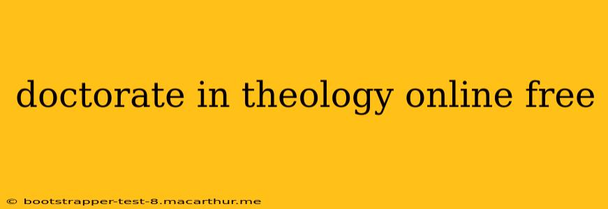 doctorate in theology online free