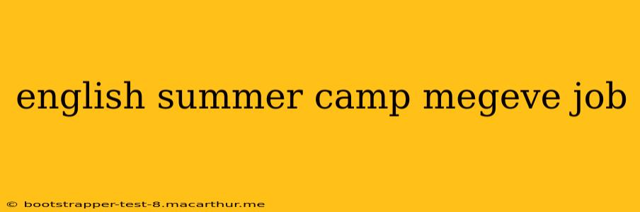 english summer camp megeve job