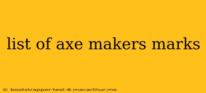 list of axe makers marks