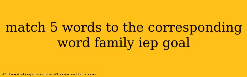 match 5 words to the corresponding word family iep goal