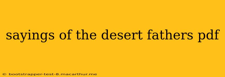 sayings of the desert fathers pdf